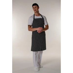 Beyaz-Siyah Çizgili Aşçı ve Mutfak Şef Askılı Önlük