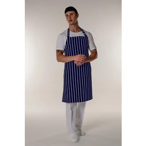 Beyaz-Lacivert Çizgili Aşçı ve Mutfak Şef Askılı Önlük