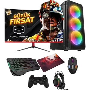 Tuf Plus R5 5500 32GB Ram 960GB SSD RTX3060 12GB 23.6 Curved Monitör Oyuncu Bilgisayarı