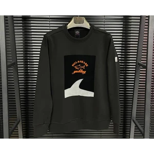 Paul & Shark  Flok Kadife Köpek Balığı Baskılı Sweatshirt