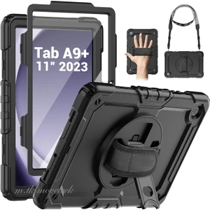 M.TK Moveteck Samsung Galaxy Tab A9 Plus 11 Inç SM-X210 Tablet Uyumlu Kılıf Tam Koruyucu 360 Derece Askılı Defender Zırh Tank