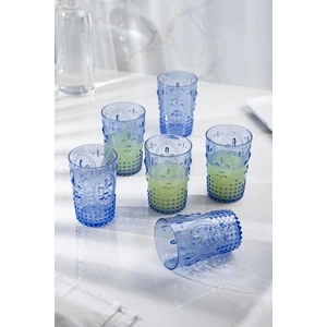 EW's Kitchenware Akrilik Mavi 6 Lı Kısa Bardak & Su Meşrubat Kahve Yanı Bardağı 400 ml (Cam Değildir )