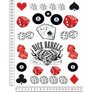 Dice Rebels Zar Motorsiklet Kask Leptop Araç Telefon Arkası Sticker Çıkartma Seti
