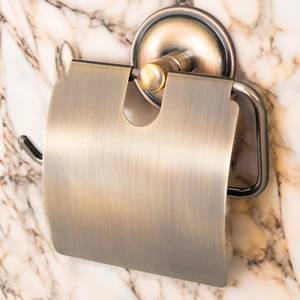 Banora Antiq Lux Kapaklı Tuvalet Kağıtlığı, Paslanmaz Metal, Antik Bronz