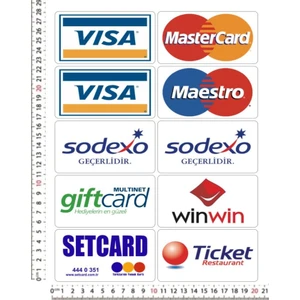 Ödeme Yöntemi Visa Master Card Setcard Sticket Çıkartma Seti