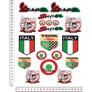 Vespa Süper Italya Motorsiklet Kask Sticker Çıkartma Seti