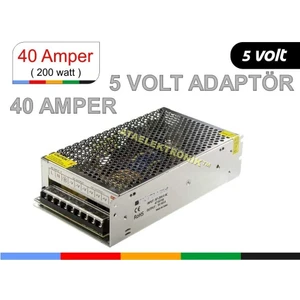 Ata Elektronik 5V 40A 200W - 5 Volt 40 Amper Kayan Yazı ve Tabela Adaptörü Kalın Tip Smps Trafo Tırafo Adaptör Metal Kasa Kalın Tip