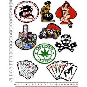 Motorsiklet Kask Leptop Araç Telefon Arkası Sticker Çıkartma Seti