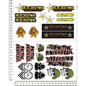 Rock Star Energy Drink Motorsiklet Kask Sticker Çıkartma Seti