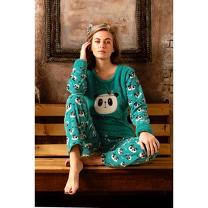 Kışlık Kadın Welsoft Polar Pijama Takımı - Yeni Yıl Pijaması