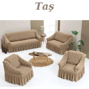 Jakarlı 3+2+1+1 Koltuk Takımı Örtüsü. Lastikli, Esnek, Yıkanabilir Koltuk, Kanepe, Çekyat Kılıfı