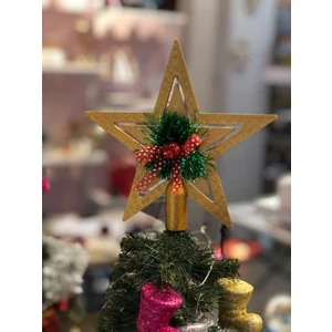 Mirabella Gift Tombala Hediyeli 18 cm Büyük Boy Süslü Yıldız Tepelik,ağaç Süsü,yılbaşı Ağaç Süsleri