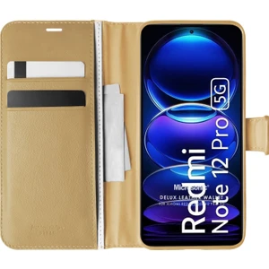 Xiaomi Redmi Note 12 Pro 5g Kılıf Delux Leather Wallet Gold