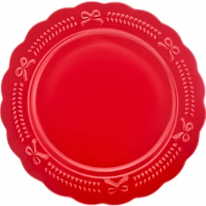 New Year Yılbaşı Rölyefli Servis Tabağı 27 cm Kırmızı