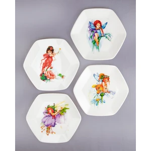 Bursa Porselen Dekor Fairy 4 Parça Porselen Tatlı/kurabiye Tabağı