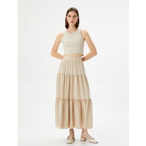 Midi Kloş Etek Viskon Yüksek Bel