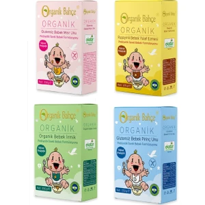 Organik Bahçe Organik Bebek  Ek Gıda Seti  + 6 Ay Organik Irmik-Ruşeymli Yulaf Ezmesi-Glutensiz Pirinç Unu-Glutensiz Mısır Unu Set
