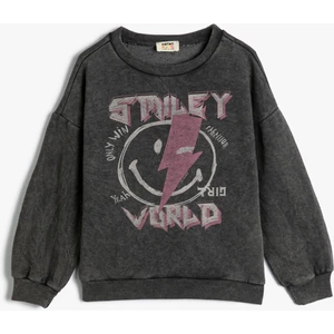 Smileyworld® Sweatshirt Lisanslı Şardonlu Uzun Kollu Bisiklet Yaka