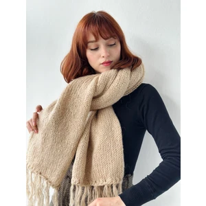 Yumuşak Dokulu Örme Büyük Boy Atkı Kadın Taş