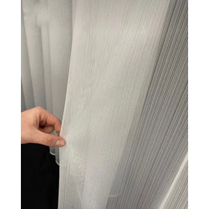 Aleyna Home Taç Mat Çelik Çizgili Tül Perde Kullanıma Hazır Normal Pile