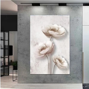 Canvasum Tasarım Beyaz Çiçek Kanvas Tablo DR030