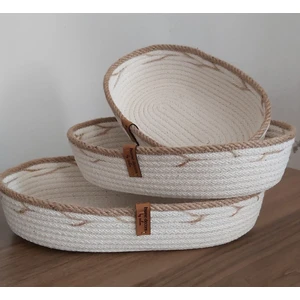 Home Decors By Özlem 3'lü Oval Hasır Sepet Düzenleyici Organizer Dekorasyon HEDIYELIK-31X18X5/26X16X5/22X15X5