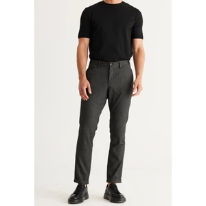 ALTINYILDIZ CLASSICS Erkek Siyah Slim Fit Dar Kesim Yan Cepli Tweet Desenli Beli Lastikli Klasik Kumaş Pantolon