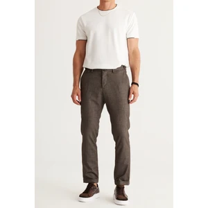 ALTINYILDIZ CLASSICS Erkek Kahverengi Slim Fit Dar Kesim Yan Cepli Tweet Desenli Beli Lastikli Klasik Kumaş Pantolon