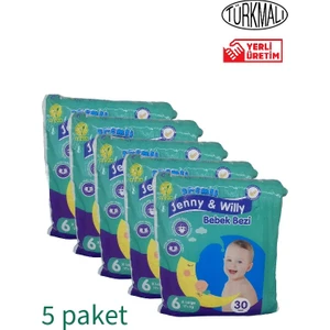 Jenny & Willy Bebek Bezi x Large (6 Numara ) 17+ kg 5’li Paket 150 Adet