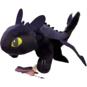 Janjon Yıldız 22 cm Ejderha Eğitimi 34 Usta Peluş Oyuncak Siyah ve Beyaz Ejderha Dişsiz Bebek (Yurt Dışından)