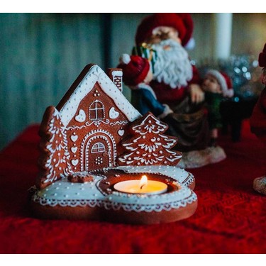 Paşabahçe Gingerbread House Tealight Polyresin Mumluk Fiyatı