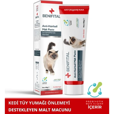 Malt Paste 100 Gr Kedi Tüy Yumağı Önlemeyi Destekleyen Prebiyotikli Malt Macun Yulaf Unu ve İlave