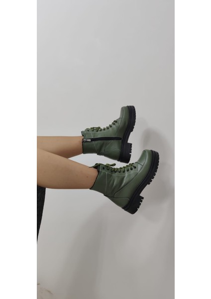 Çiğdem Gerçek Deri Yeşil Bağlı Kadın Postal (B2A) - Yeşil - 39 - ST01195-YEŞİL-39 fiyatları