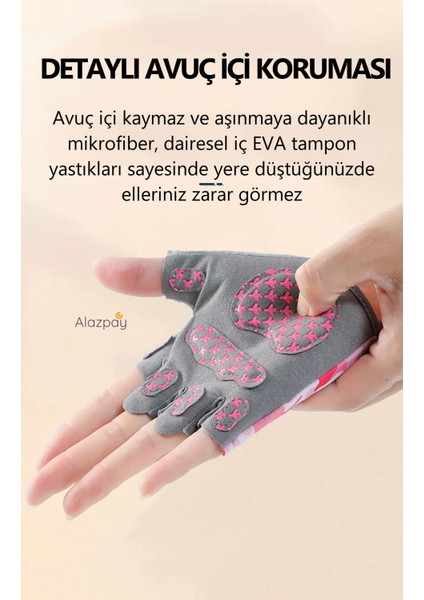 Çocuk Yarım Parmak Avuç Içi Yastık Korumalı Kaymaz Silikon Bisiklet Spor Eldiveni (9-14 Yaş) fiyatları