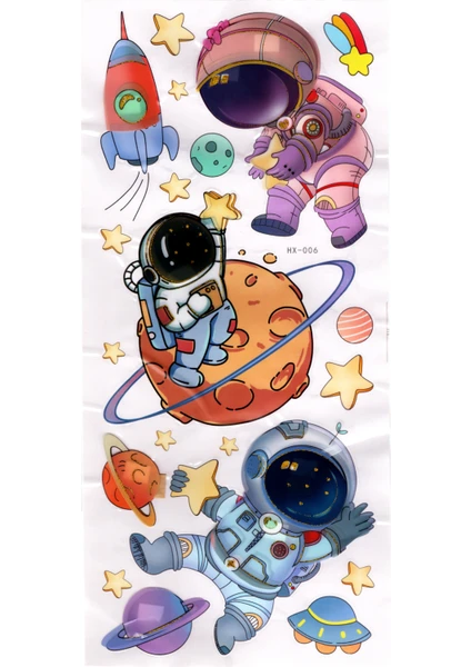 Duvar Sticker Kabartmalı 3 Boyutlu Sticker, 3D Duvar Stiker (HX006) 55X25 cm - Astronot Uzay