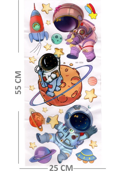 Duvar Sticker Kabartmalı 3 Boyutlu Sticker, 3D Duvar Stiker (HX006) 55X25 cm - Astronot Uzay