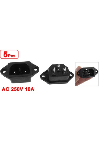 10 Adet 3p Iec 320 C14 Erkek Fiş Paneli Güç Giriş Soket Konnektörleri Ac 250V 10A (Yurt Dışından)
