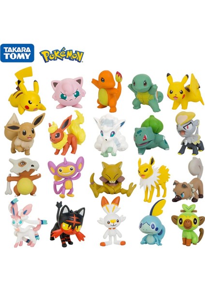 Tomy Pokemon 3-9 cm Evcil Hayvan Koleksiyonu Pikachu Squirtle Bulbasaur Charmander Vulpix Eevee Abra Litten Anime Figürleri Bebek Model Oyuncaklar (Yurt Dışından)
