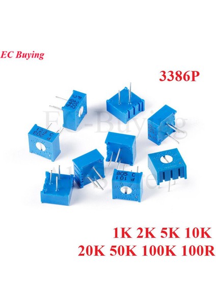 10 Adet 3386P 1k 2k 5k 10K 20K 50K 100K 100R Ohm Düzeltici Potansiyometre Değişken Direnç Sermet Trimpot 3386 101 102 202 502 103 (Yurt Dışından)