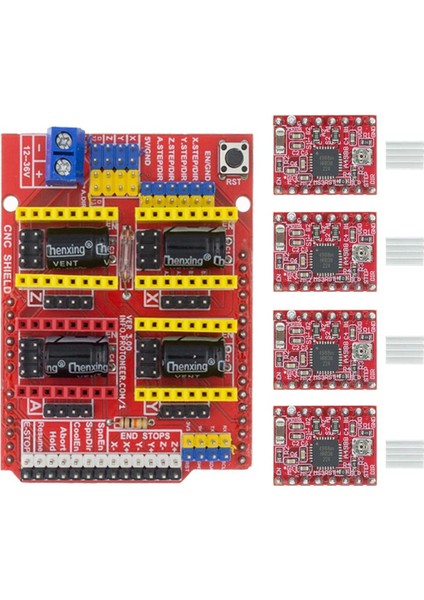 Cnc Shield V3 Oyma Makinesi/3d/+ 4 Adet A4988 Sürücü Genişletme Kartı Arduino Için (Yurt Dışından)