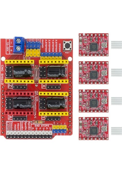 Cnc Shield V3 Oyma Makinesi/3d/+ 4 Adet A4988 Sürücü Genişletme Kartı Arduino Için (Yurt Dışından)