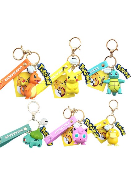 Orijinal Pokemon Pikachu Figürleri Moda Karikatür Anahtarlık Kolye Pokémon Anime Süslemeleri Model Oyuncaklar Bebek Çocuk Doğum Günü Hediyesi (Yurt Dışından)