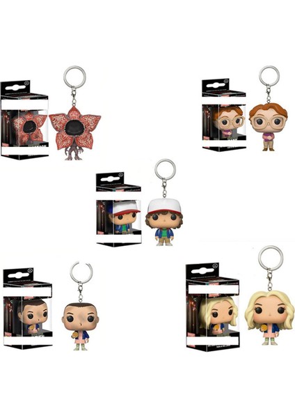 Stranger Şeyler Anahtarlık Kutusu Aksiyon Figürü Oyuncakları Eggos ile Onbir Demogorgon Modeli Vinil Bebek Anahtarlık Çocuk Hediye (Yurt Dışından)