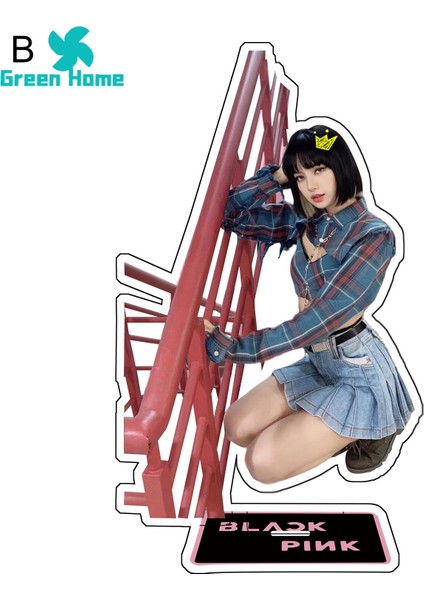 Green Home Idol Standee Lisa Jennie Pembe Şekil Standee Akrilik Dekor Standı (Yurt Dışından)