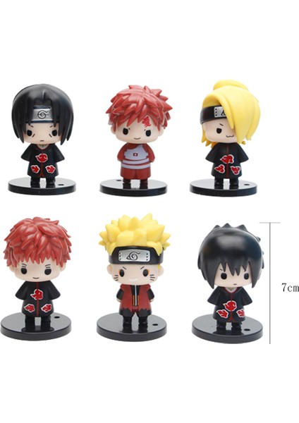 Karikatür Naruto Figürleri Heykeli Model Oyuncaklar Anime Aksiyon Figürü Oyuncak 6 Adet 7 cm (Yurt Dışından)