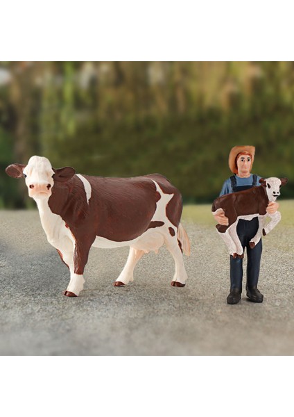 Çiftlik Için Sığır Modeli Dekoratif Yaratıcı Pvc Çekici Simmental Inek Figürü (Yurt Dışından)