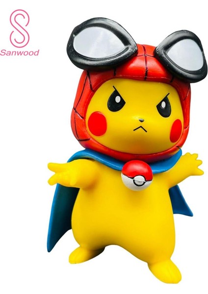 Pikachus Şekil Örümcek Adam Pikachus Cosplay Süper Kahraman Şekil Anime Bebek Modeli (Yurt Dışından)