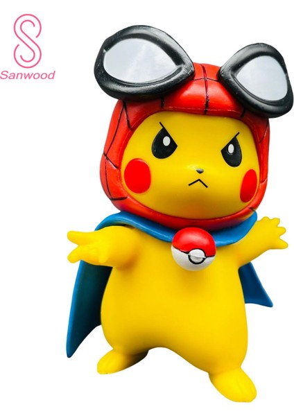 Pikachus Şekil Örümcek Adam Pikachus Cosplay Süper Kahraman Şekil Anime Bebek Modeli (Yurt Dışından) fiyatları