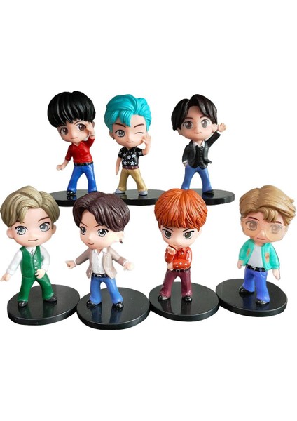 7 Adet Güzel Aksiyon Heykelcik Ilginç Ifade Yüksek Simüle Bts Karakter Aksiyon Heykelcik Süsleme Için (Yurt Dışından)