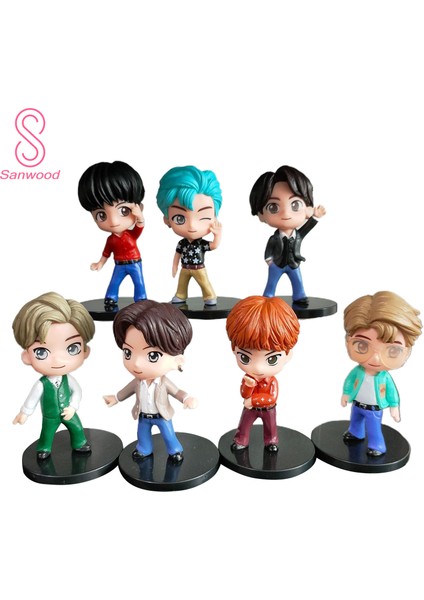 7 Adet Güzel Aksiyon Heykelcik Ilginç Ifade Yüksek Simüle Bts Karakter Aksiyon Heykelcik Süsleme Için (Yurt Dışından) fiyatları